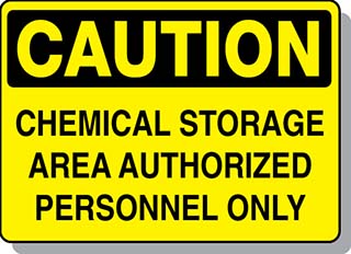 CAUTION Chemical Storage Area