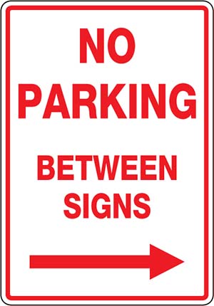 No Parking Between Signs -->