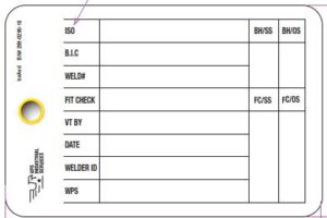 Blk/Wht vinyl tag - Welders 4x6 (50/pkg)