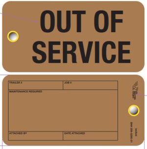 Out of Service 3.125" x 6.25" (Pkg of 50)