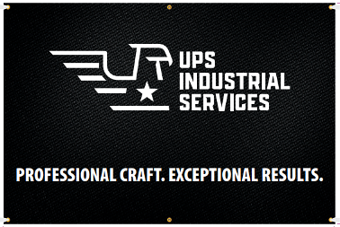 UPS Industrial Black/White Banner w/Wind Slits