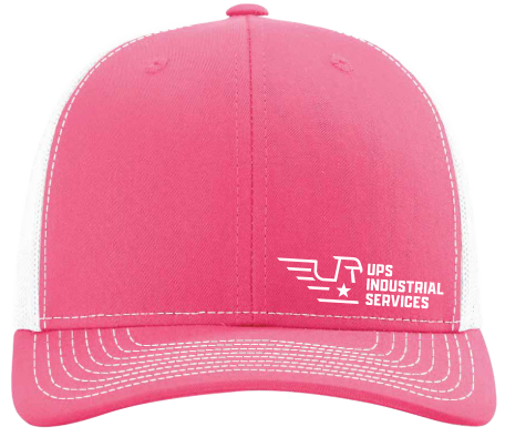 Richardson 112 Trucker Cap, Pink/White with White Embroidery